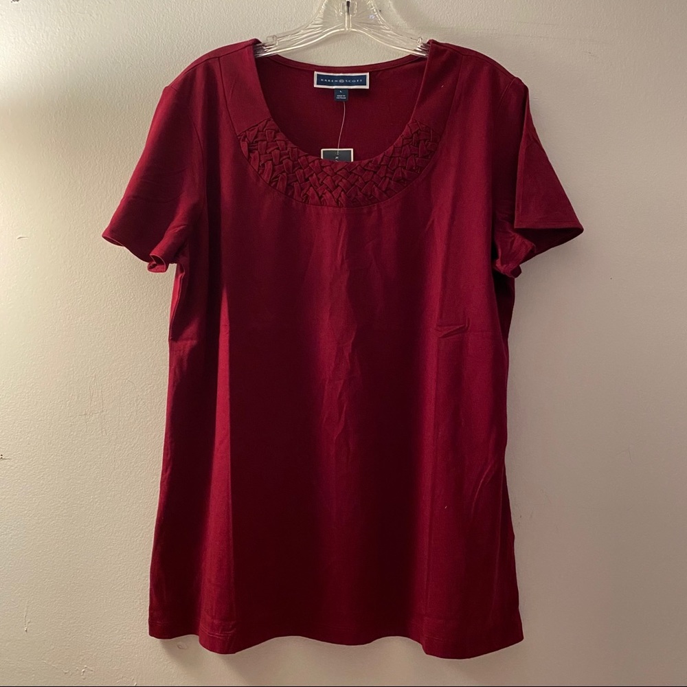 Karen Scott | Basketweave scoop neck tee - Picture 2 of 8